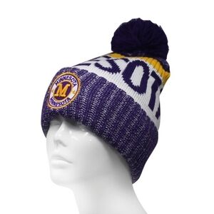 Minnesota Men's Winter Knit Landmark Patch Pom Beanie (Purple/Gold)